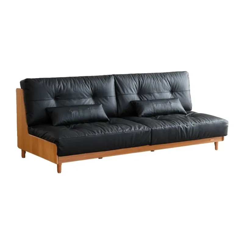 Home Living Room Japanese Solid Wood Straight Row Sofa Desk