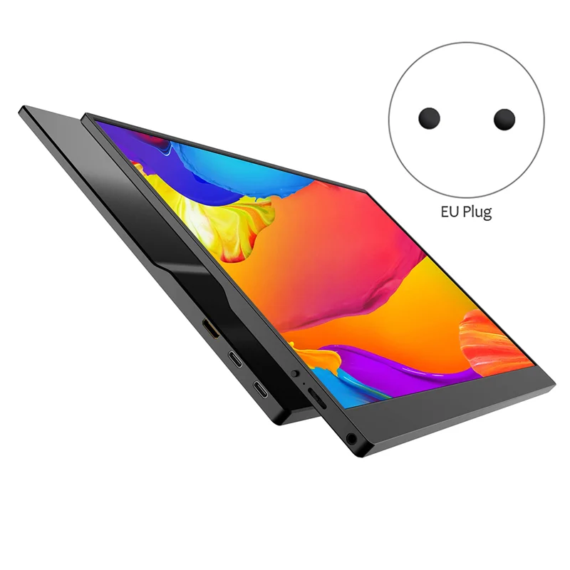 Monitor portátil de jogos com retroiluminação LED, tipo C HD para Switch, PC, TV Box, EU Plug, 15,6 pol, 1920x1080