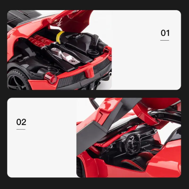 1:24 Laferrari Alloy Sports Car Model diecast Metal Toy Vehicles modello di auto simulazione Sound Light Collection regalo per bambini