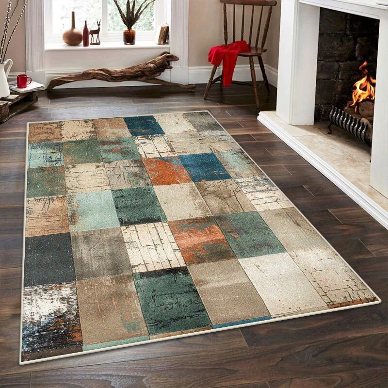 American Style Geometric Living Room Carpet Abstract Decoration Bedroom Bedside Non-slip Rug 200x300 Lounge Washable Floor Mat