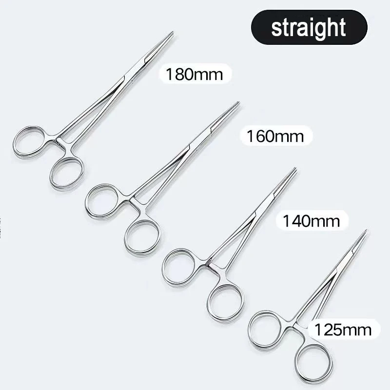 12.5/14/16/18/20/24 Stainless Steel Hemostatic Clamp Forceps Surgical Forceps Tool Hemostatic Forceps Pliers Straight/Elbow Tips