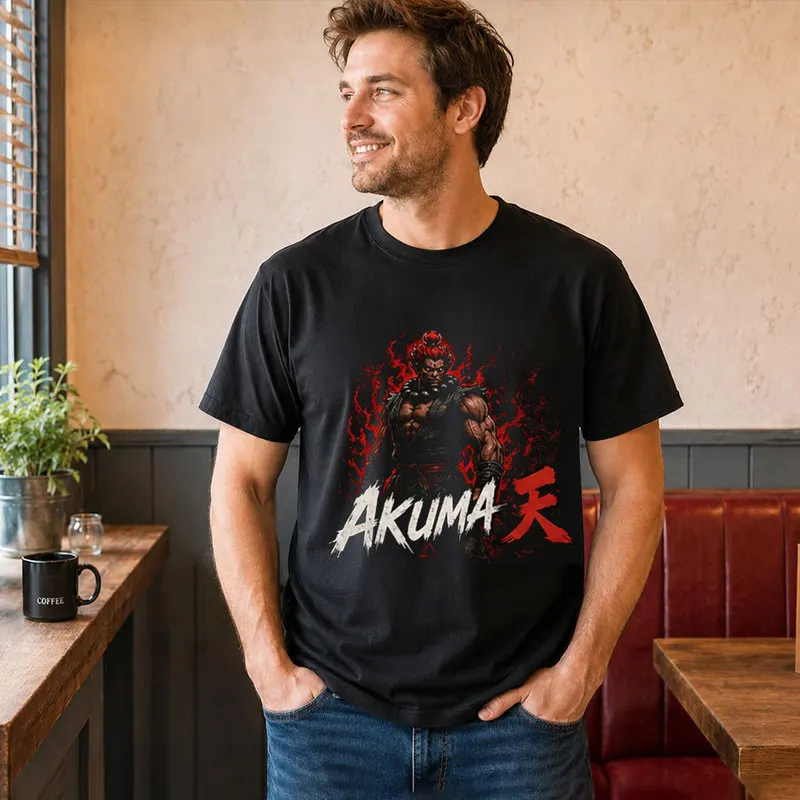 Akuma Street Fighter T shitr Cool Anime Gamer Gift 0813 Retro Arcade Fighting Game Tee Hadouken World Warriors Unisex Top S-6XL