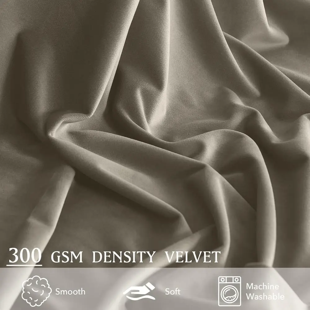 84 Rideaux occultants longs en velours Beige chameau plissé, rideaux doux isolés thermiques pour chambre à coucher, salon, bureau (2 panneaux