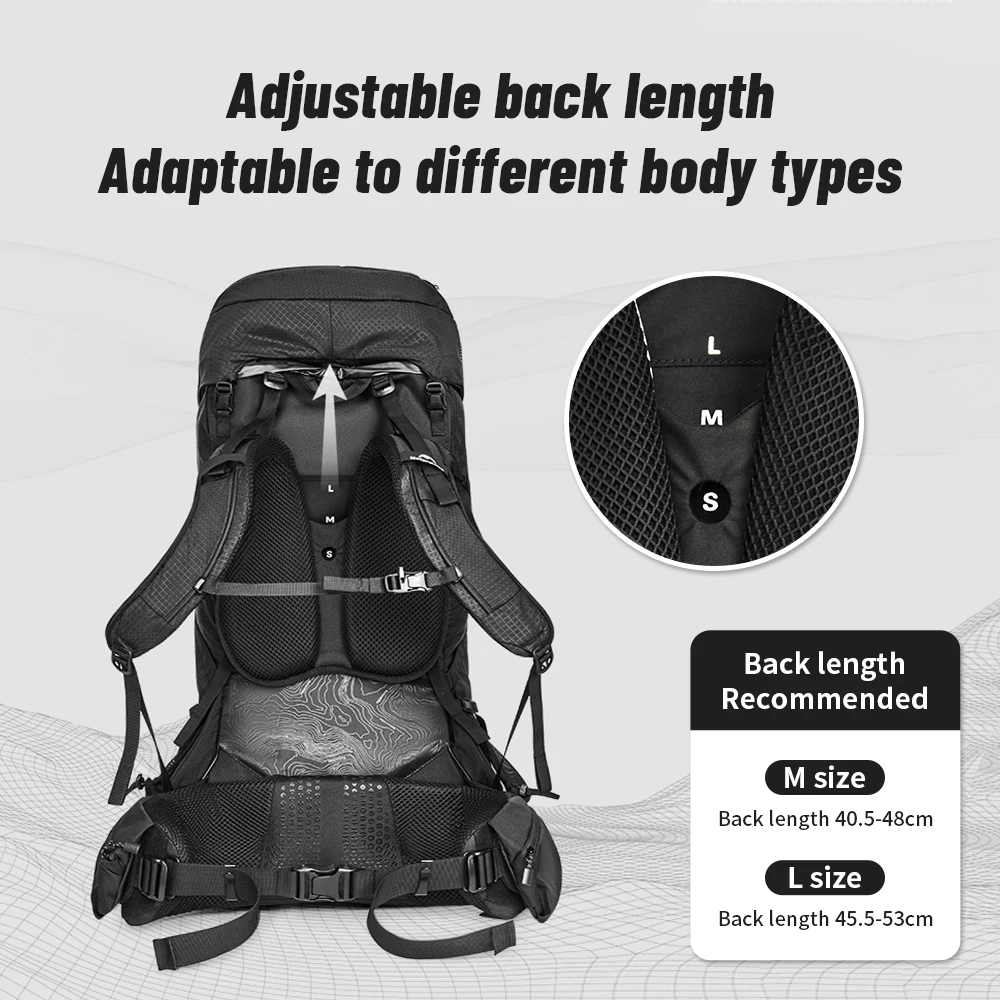 Naturehike 2025 New Camping Backpack Back Adjustable Ergonomics Travel Bag 70L Large Capacity Unisex Portable Hiking Rucksack