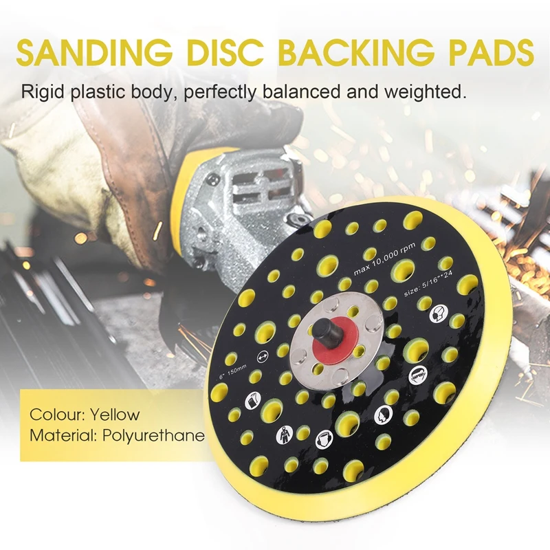 150Mm 5/16 Thread 52 Hole Medium Density Random Orbital Sander Hook & Loop Backing Pad Compatible With Mirka CEROS DEROS