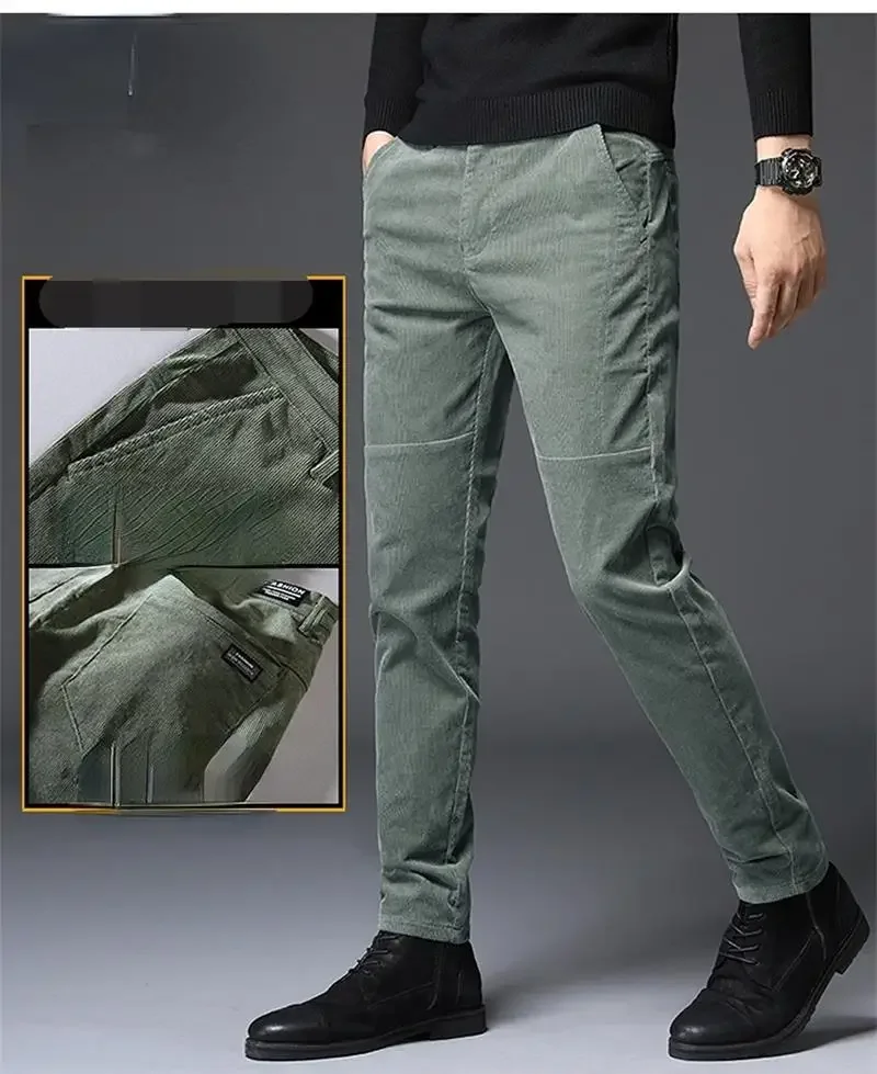 

Winter Pants Men Trousers Military Green Pants Out Door Corduroy Slim Casual Trousers Male Black Office Work Pants Big Size