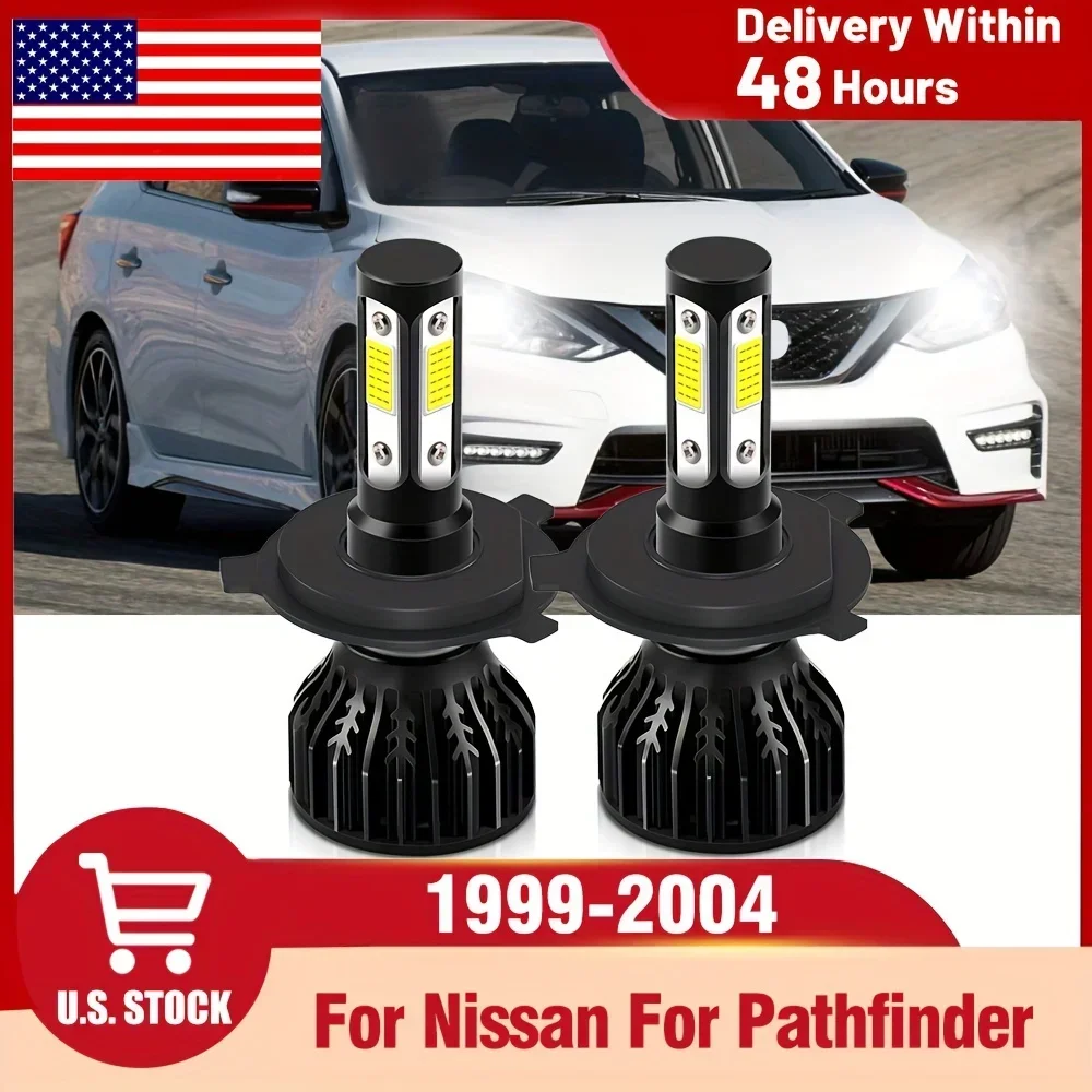 

H4/9003 LED Headlight, For Nissan For Pathfinder (1999-2004) 24000LM Power 4-sides LED White 6000K, Plug AND Play, 2PCS