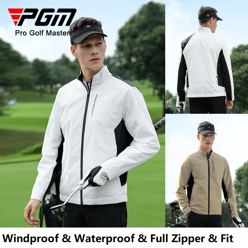 

PGM новая мужская куртка для гольфа, зимняя водонепроницаемая спортивная куртка на открытом воздухе, ветровка, мужская ветрозащитная повседневная куртка для гольфа контрастного цвета