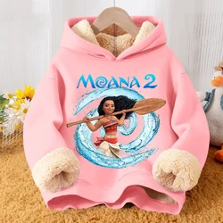 Moana 2 Cute Hoodies New Disney Anime Kids Sweatshirt Girls Boys Winter Thickening Pullover Warm Clothes Children Gift Hot Sales