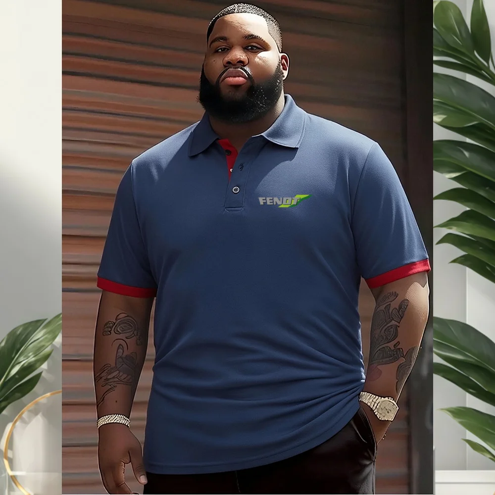 Men's Business Casual Short Sleeve Polo Shirt Color-Matching Fashionable Breathable Comfortable Versatile Top for FENDT Occasion