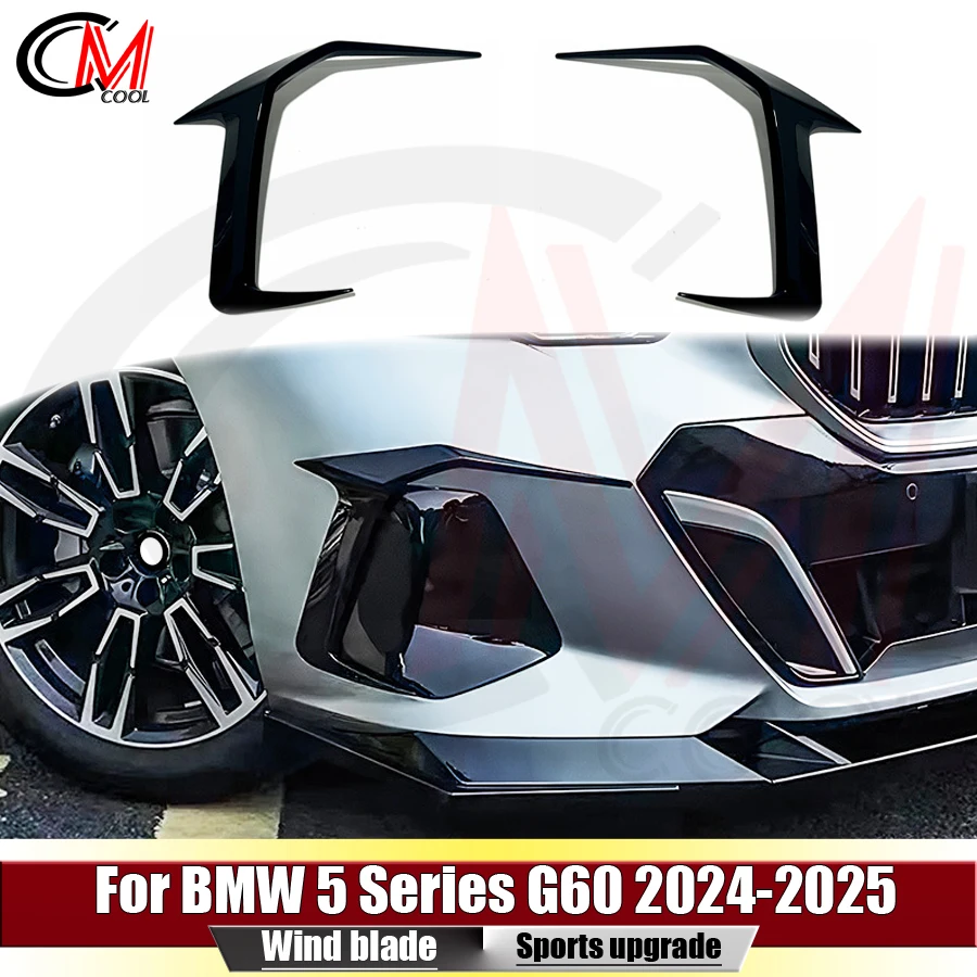Para BMW Serie 5 G60 2024-2025, modificación de la aleta de aire del parachoques delantero, marco de luz antiniebla, tira embellecedora de ventilación en forma de colmillo