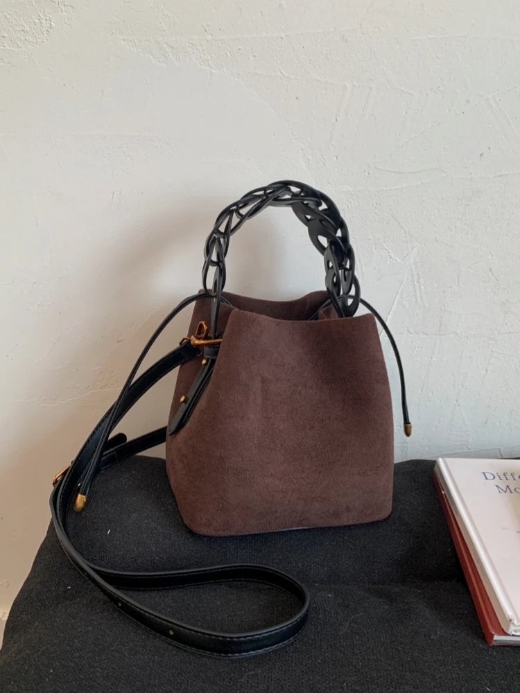 

Trendy Women's Small Buet Bag Suede Leather Crossbody oulder Bag Versatile Handbag Korean Sle Pure Color Leisure Bag
