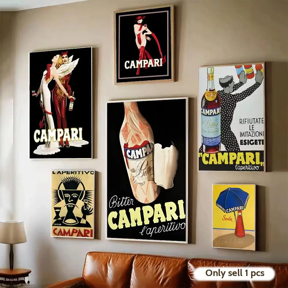 Póster artístico de pared en lienzo de algodón con caligrafía y pintura de champán de Campari, pintura estética para decoración del hogar, sala de estar y dormitorio