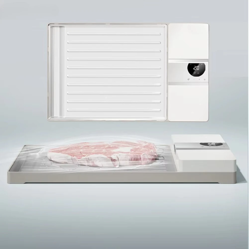 

USB Rechargeable Frozen Meat, No Microwave, No Cold or Warm Water, Non Stick Coating, Defrosting Tray, Defrosting Board