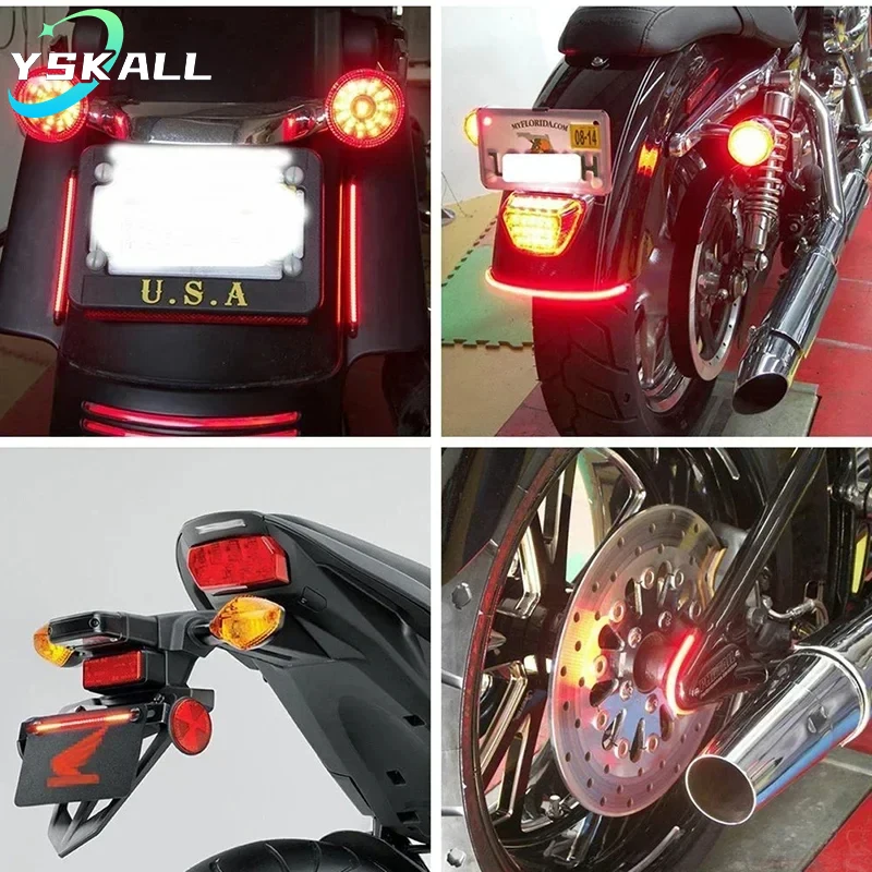 

Motorcycle Position Tail LED Light Flashing Universal Flexible Lamp Strip Stop Brake Turn Signal Dual Color Auto Accessorie