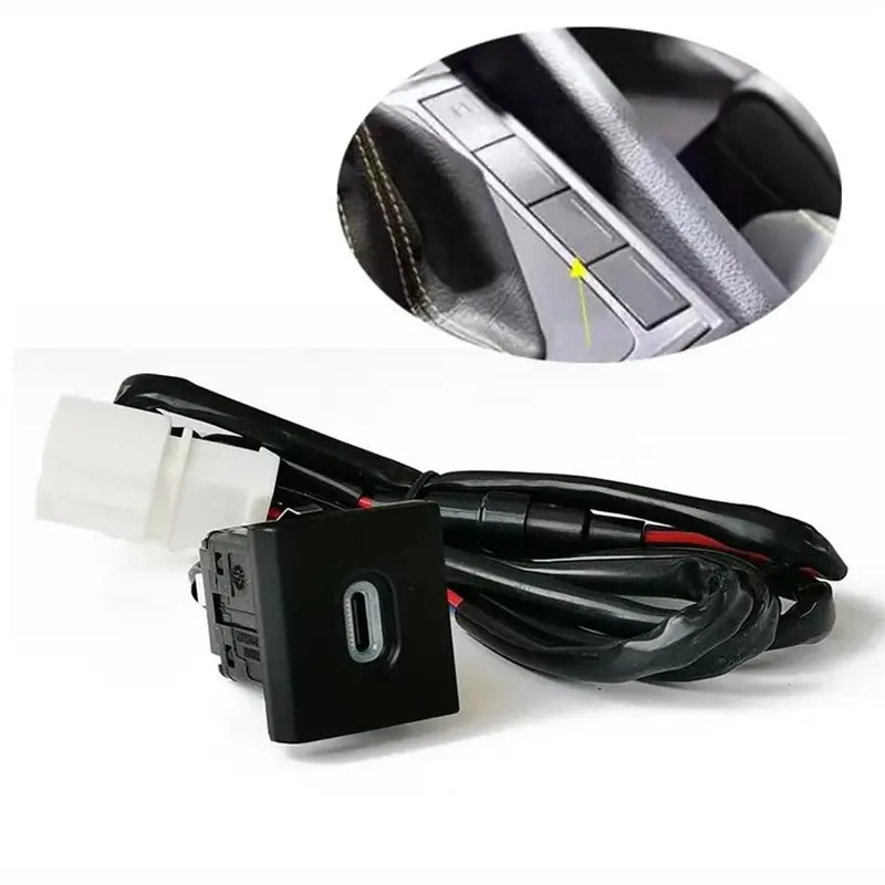 A03Z-Phone Charging Outlet Red LED Quick Car Socket Type C PD Port Power Adapter For Amarok 2011-2018