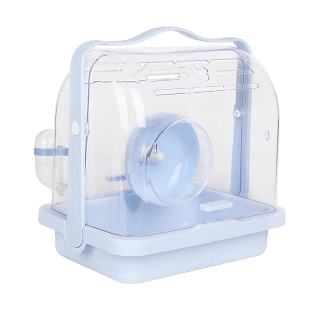 

Plastic Pet Carrier Handheld Cage for Hamsters Small Animals Portable Travel Case Blue Sturdy Breathable House Outdoor Supply