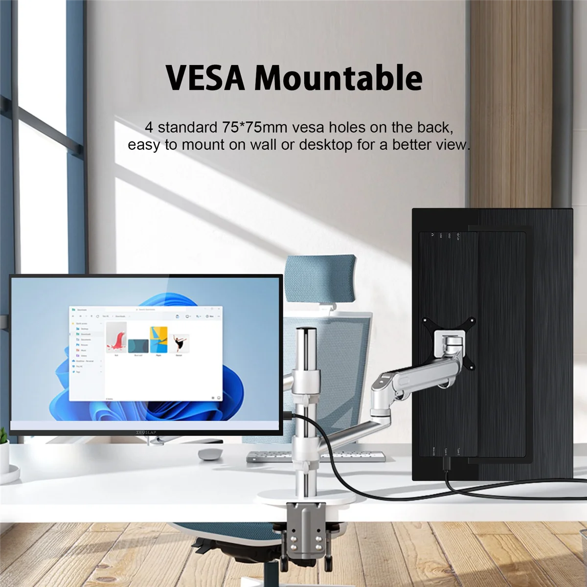 ZEUSLAP-Monitor de pantalla táctil portátil de 18,5 pulgadas, pantalla RGB de 100Hz con soporte para ordenador portátil, teléfono, Xbox, PS4, enchufe de PS5-EU