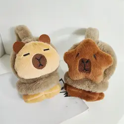 Soft Cartoon Capybara Earmuffs Windproof Thicken Winter Plush Earmuffs Keep Warm Ear Warmers Foldable Ear Cover Student