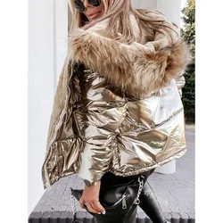 Fur Collar Jacket Coats Fashion Warm Zipped Cotton-Padded Trend Hooded Parkas Outwear Women Loose Short Cotton Jacket parkas