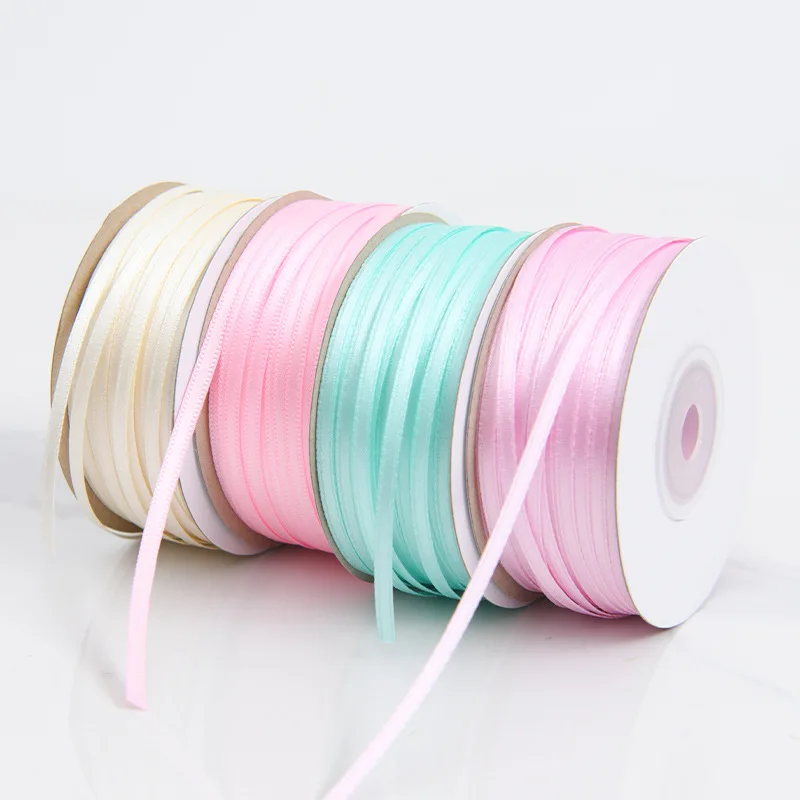 1pc Coloured ribbon 3mm Fine ribbon Two-sided Polyester fiber Braided hair accessories Party Dressing DIY Handmade materials