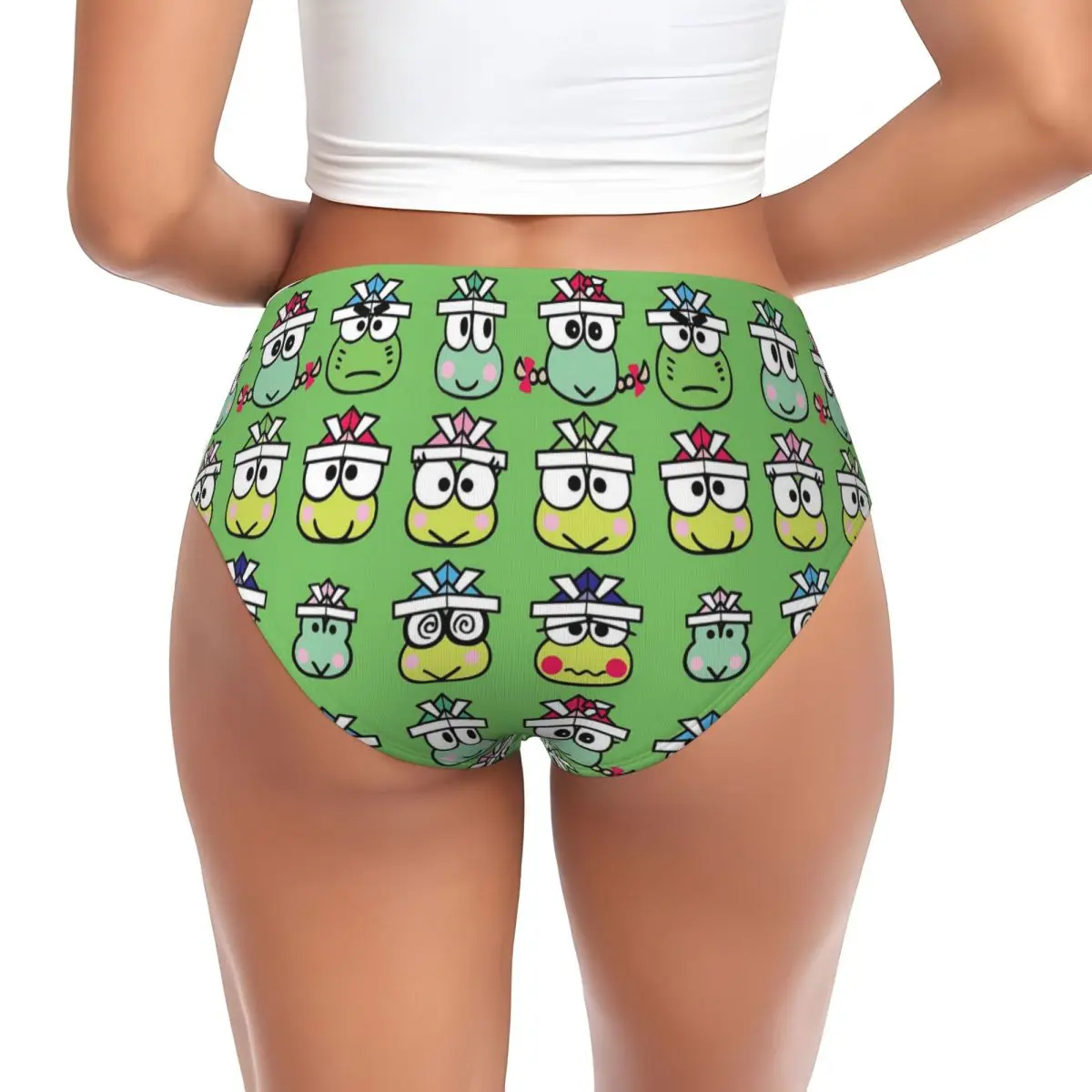 Custom Keroppi Cute Brief Panties Womens Breathable Cartoon Underwear