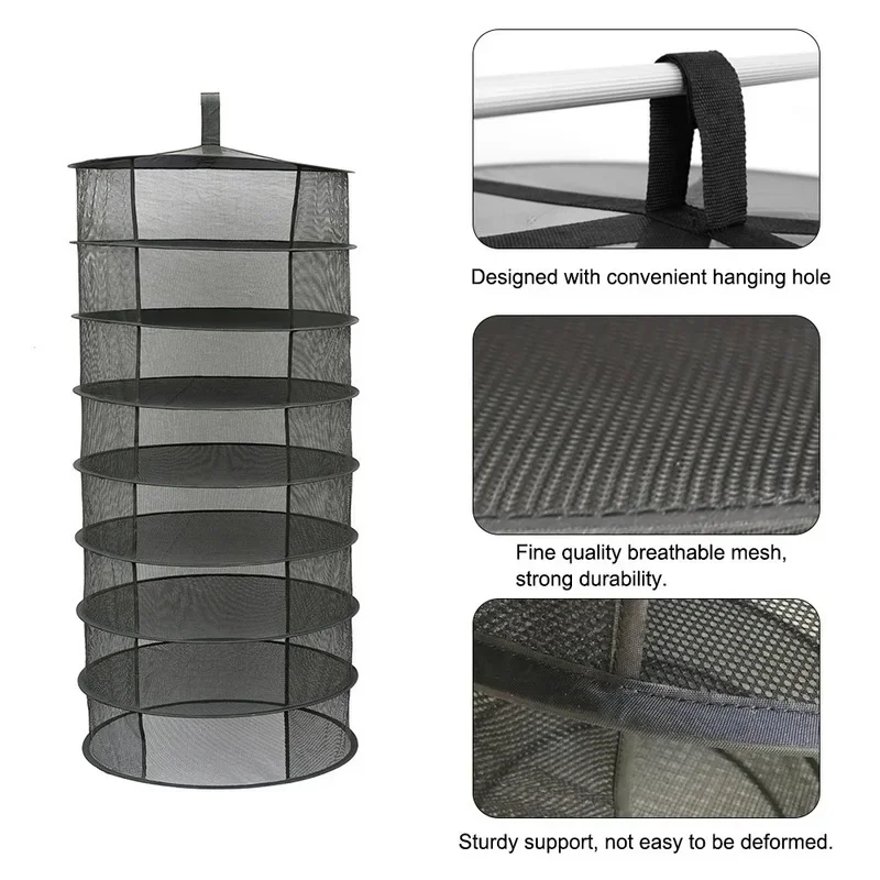 

Herb Drying Net 4/6/8 Layers Foldable Fabric Fishing Net Hanging Basket Dry Rack Bag Mesh Dryer for Herbs Flowers Plants Buds