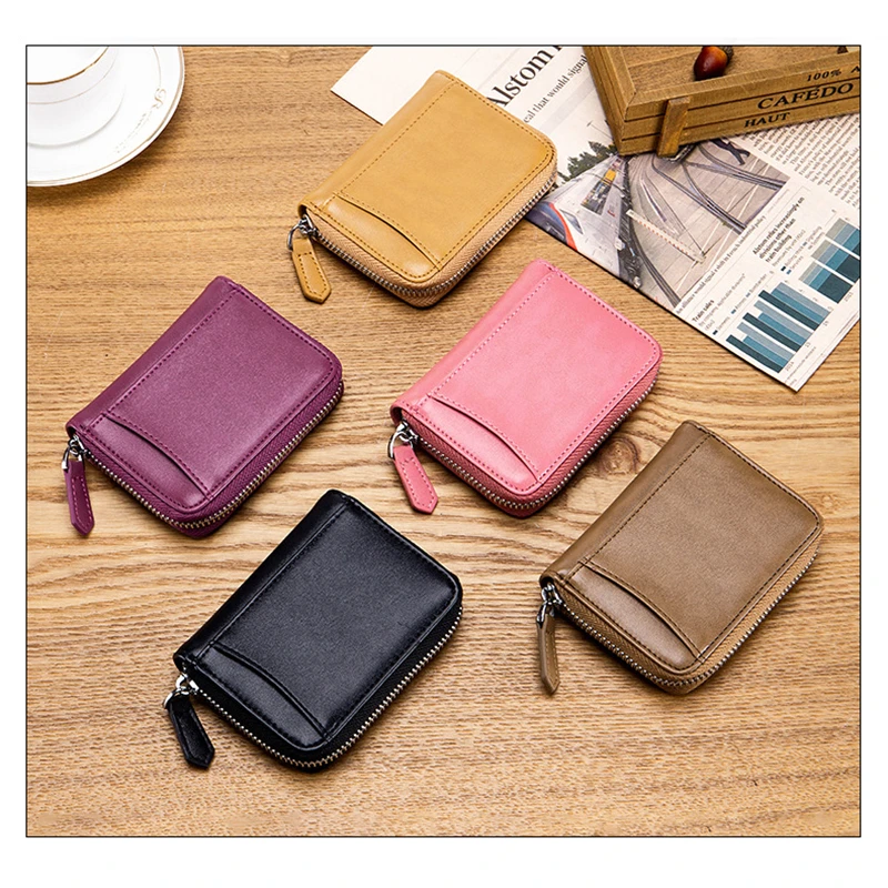 Women PULeather Purses Female Cowhide Wallets Lady Small Coin Pocket Rfid Card Holder Mini Money Bag Portable Clutch