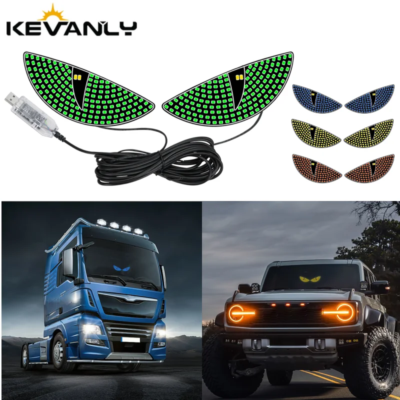

1 Pair Car Decorative Light Devil'S Eye LED Rear Warning Light Red Dynamic Demon Eyes Atmosphere Light Auto Decor Accessories