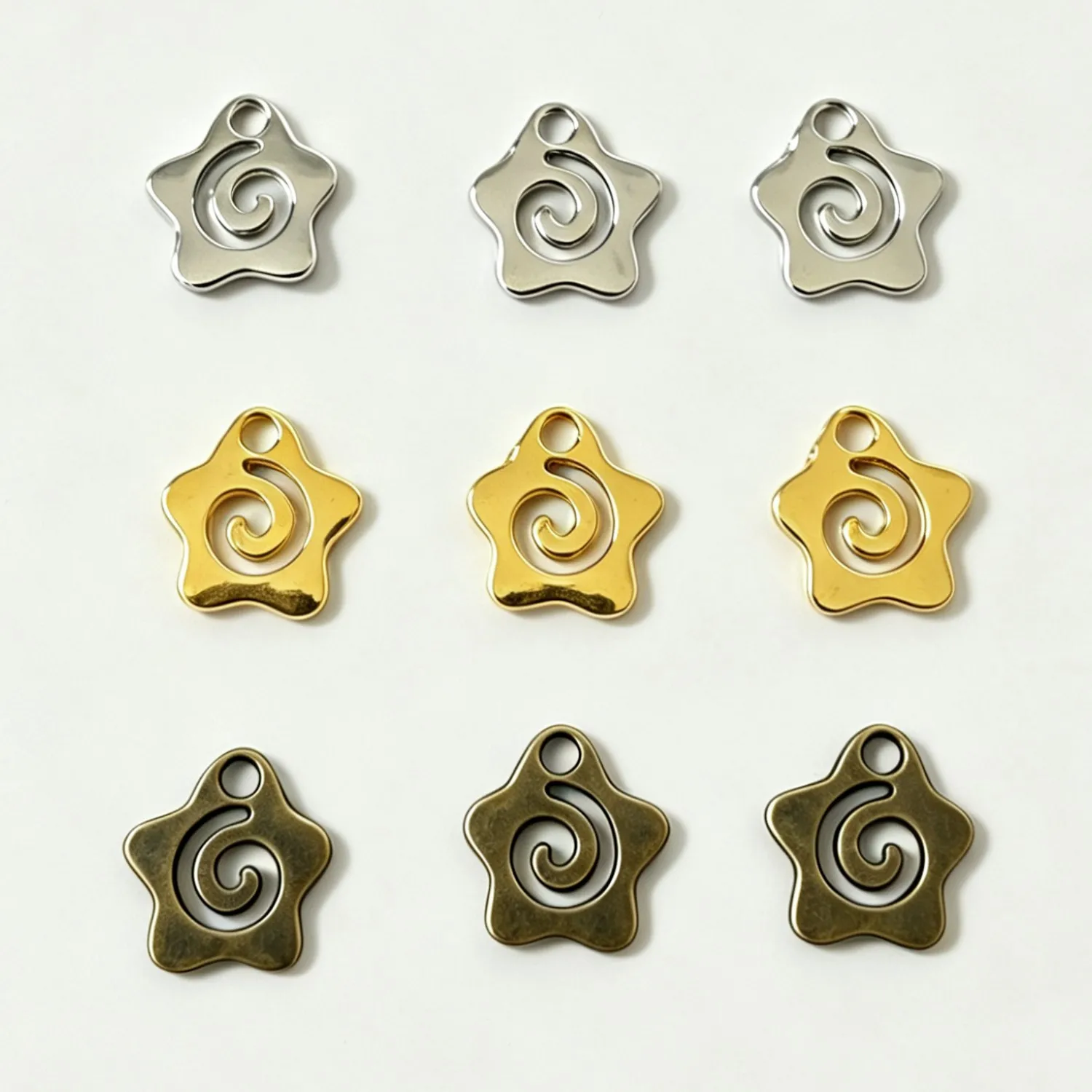 30 sztuk 14*13mm otwór 2.2mm tybetańskie srebro złoty ton gwiazda wirowe amulety EF1395