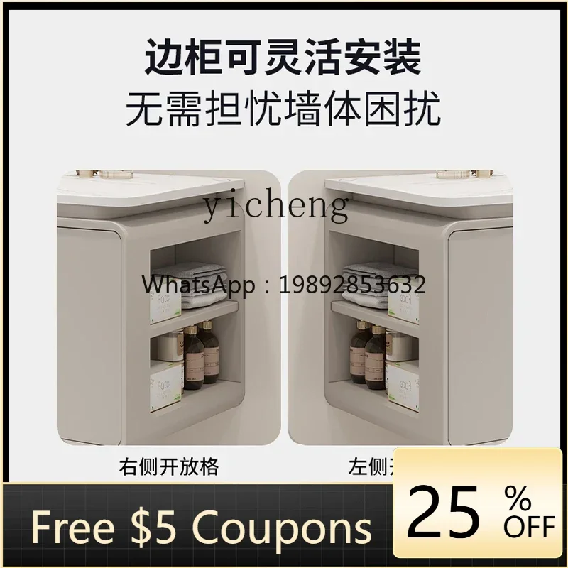 

rock slab hot bending integrated basin bathroom cabinet combination light luxury oak washstand washbasin cabinet