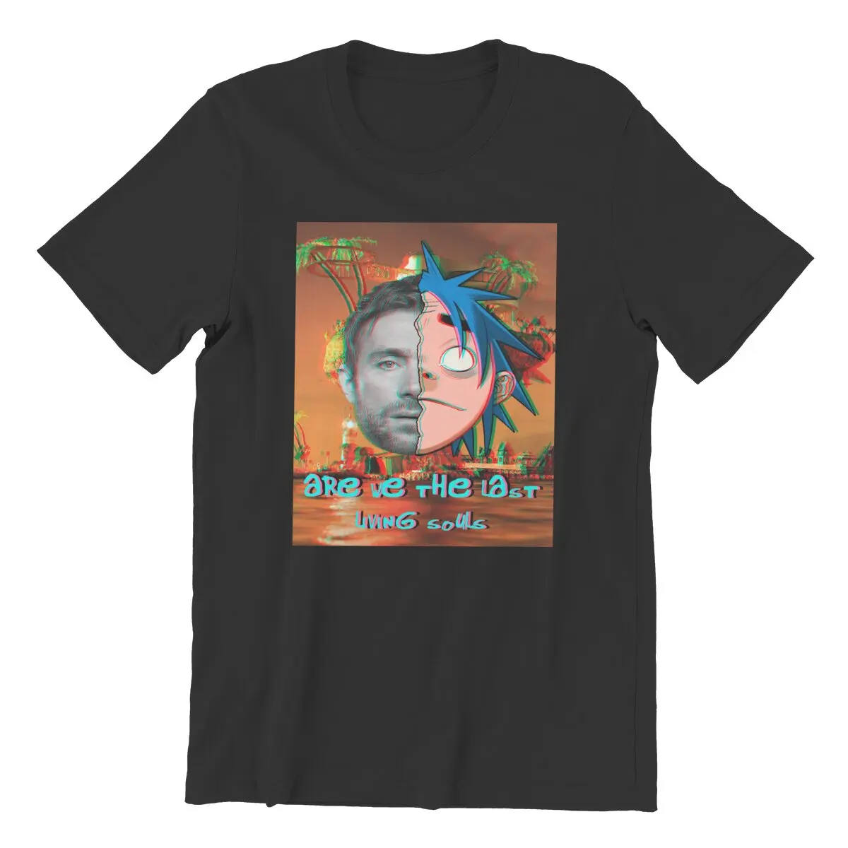 Gorillaz and Damon Albarn  Virtual punk band 100% Cotton vintage plastic beach gorillaz band Large size Printed t-shirt for men