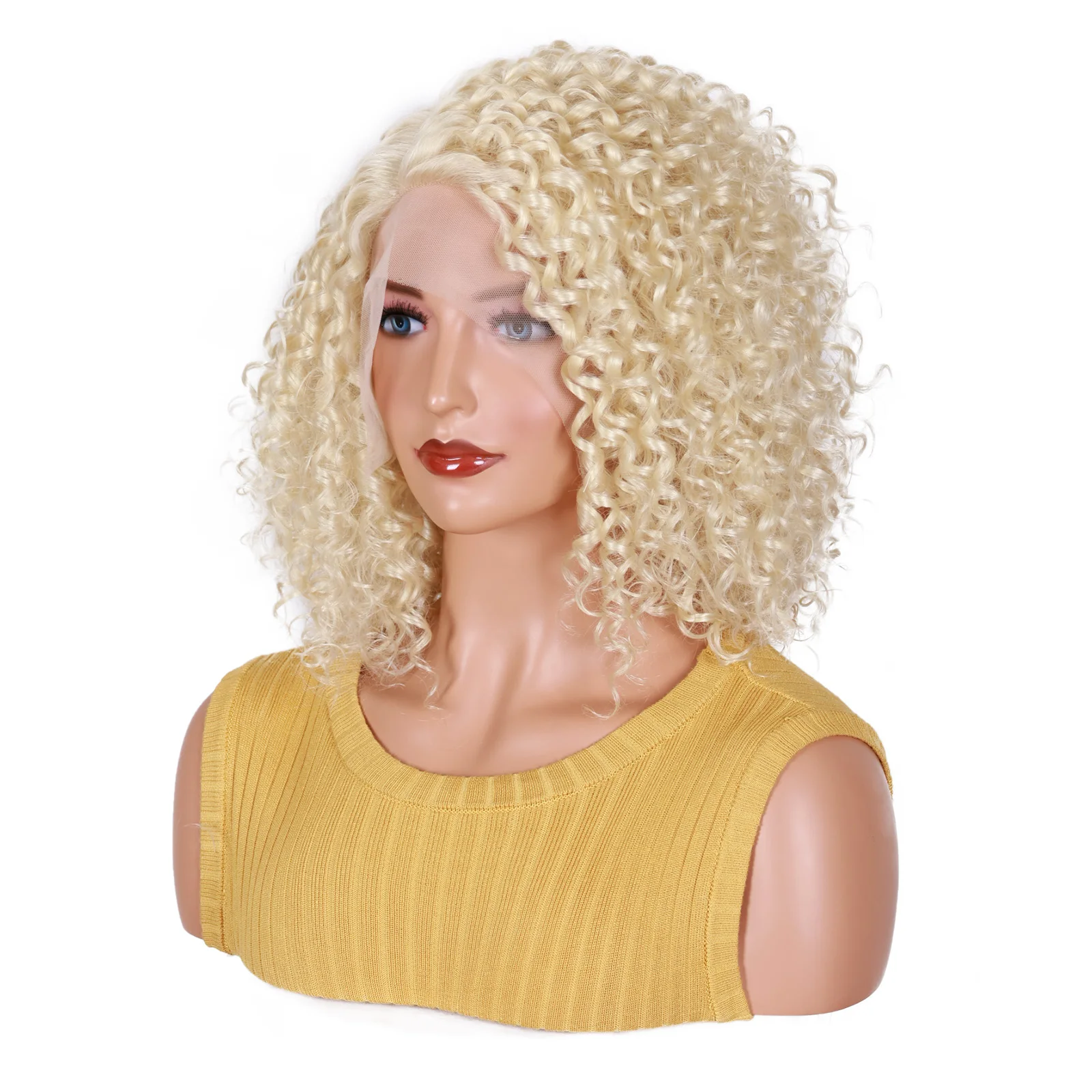 BCHR 613 Afro Kinky Curly Lace Front Wig Synthetic Blonde Wigs for Black Women High Temperature Fiber Curly Wig