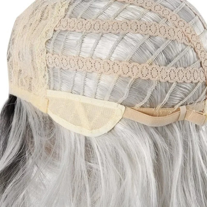 UK 28" Parrucche ricce bianche bionde lunghe da donna da donna Parrucca naturale con capelli ondulati pieni UK