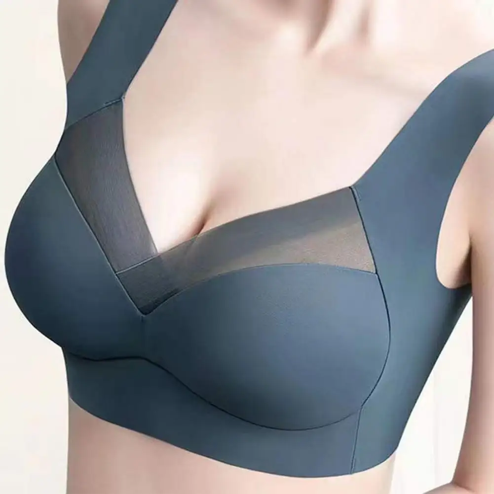 Smooth Side Boob Bra Plus Size Wireless Push-up Bra with Natural Lift Elastic Straps Full Coverage Support for Everyday Wear