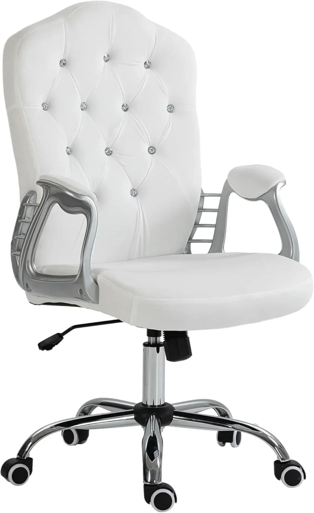 Home Office Chair, Velvet Computer Chair, Button Tufted Desk Chair with Swivel Wheels, Adjustable Height, and Tilt Function