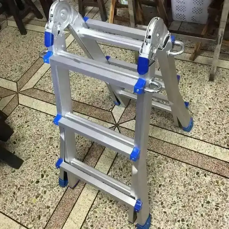 Ladder Alloy Step Multi-functional Aluminum Ladder Folding Herringbone Stairs Portable Thickened Engineering A Telescopic Ladder