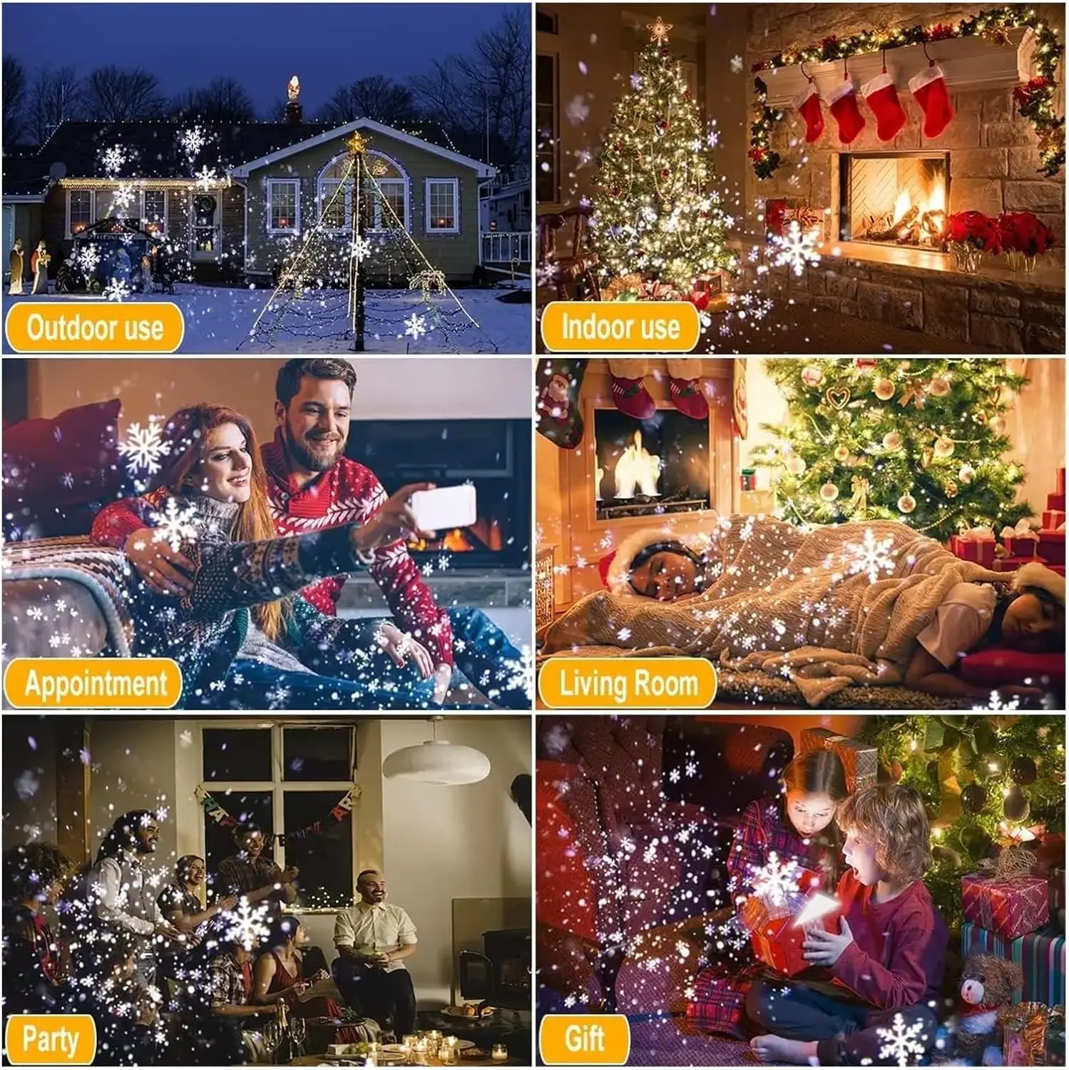 Double-head Christmas Snowfall HD Projector Lights, IP65 Outdoor Upgraded 2-in-1 Rotating Light With Remote Timer for Gift &Room