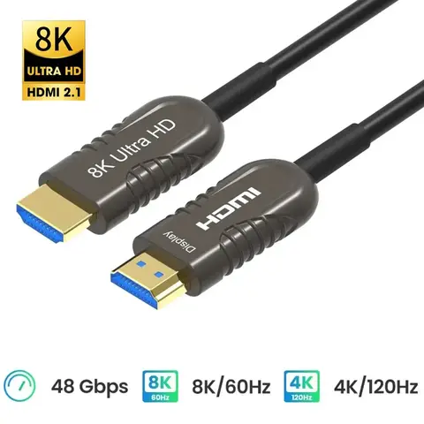 hdmi fiber Cable 8K 60Hz 4K 120Hz 48Gbps HDR HDCP 2.2 2.3 HDMI 2.1 Optical Fiber Cable 20M/30M/50M/100M for PS5/4 Tv-box PC TV