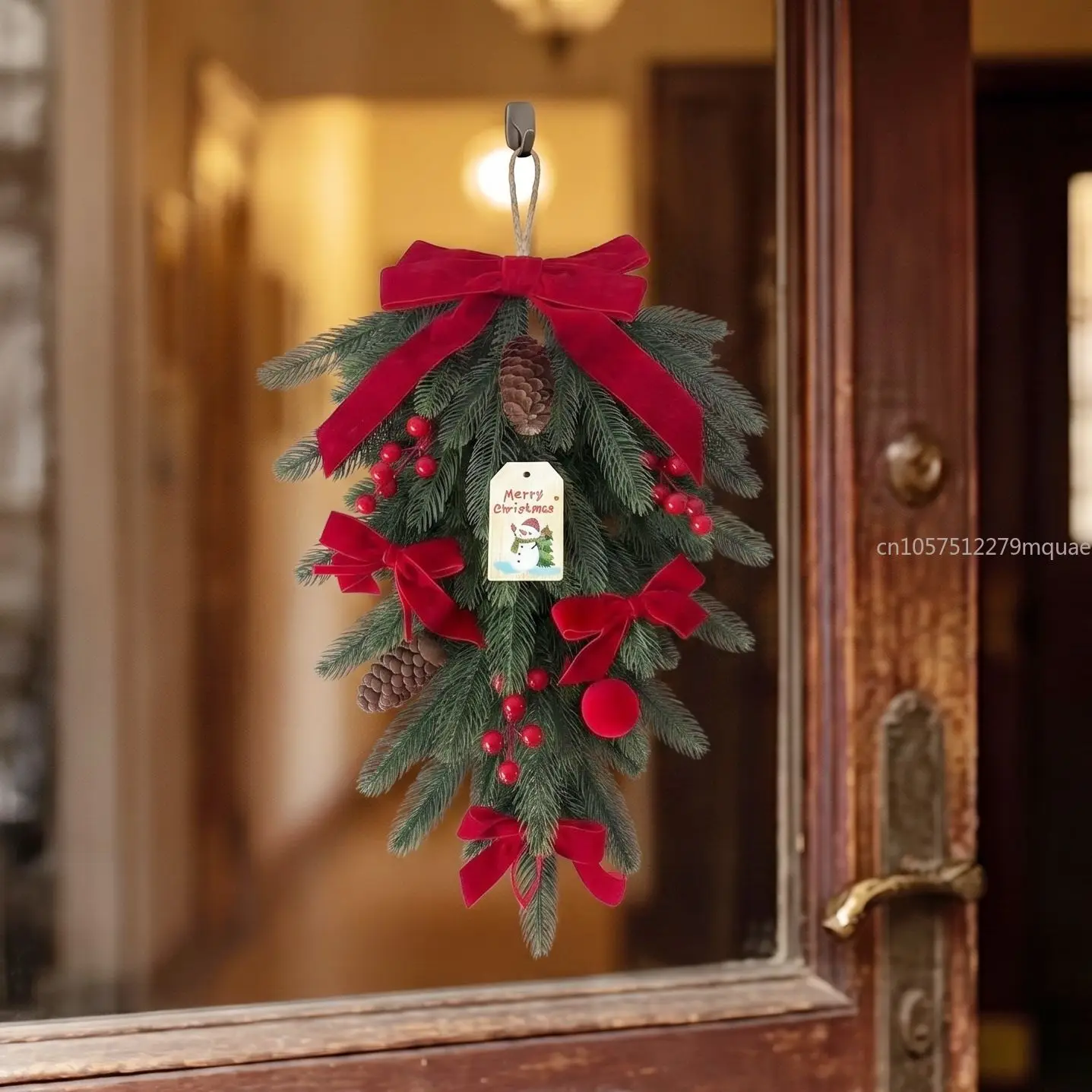 Christmas Rattan Hanging Upside Down Tree Water Drop Decoration Hotel Window Shopping Mall Layout Scene Door Hanging