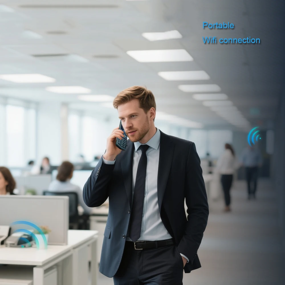 LINKVIL هاتف فيديو لاسلكي واي فاي SIP VoIP محمول باليد قابس أمريكي لمكتب الفنادق المنزلية - هاتف SIP محمول بمروحة صوتية #4