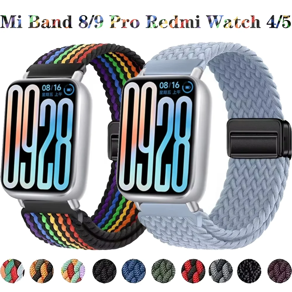 Плетеный ремешок для Xiaomi Mi Band 9 Pro/Mi Band 8 Pro, нейлоновый дышащий браслет для Redmi Watch 5 4, ремешок, аксессуары для браслетов