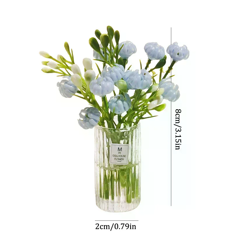 Ramo en miniatura para casa de muñecas 1:12, plantas en macetas, mesa de flores, modelo de bonsái verde para decoración de casa de muñecas, juguetes para juego de imitación para niños