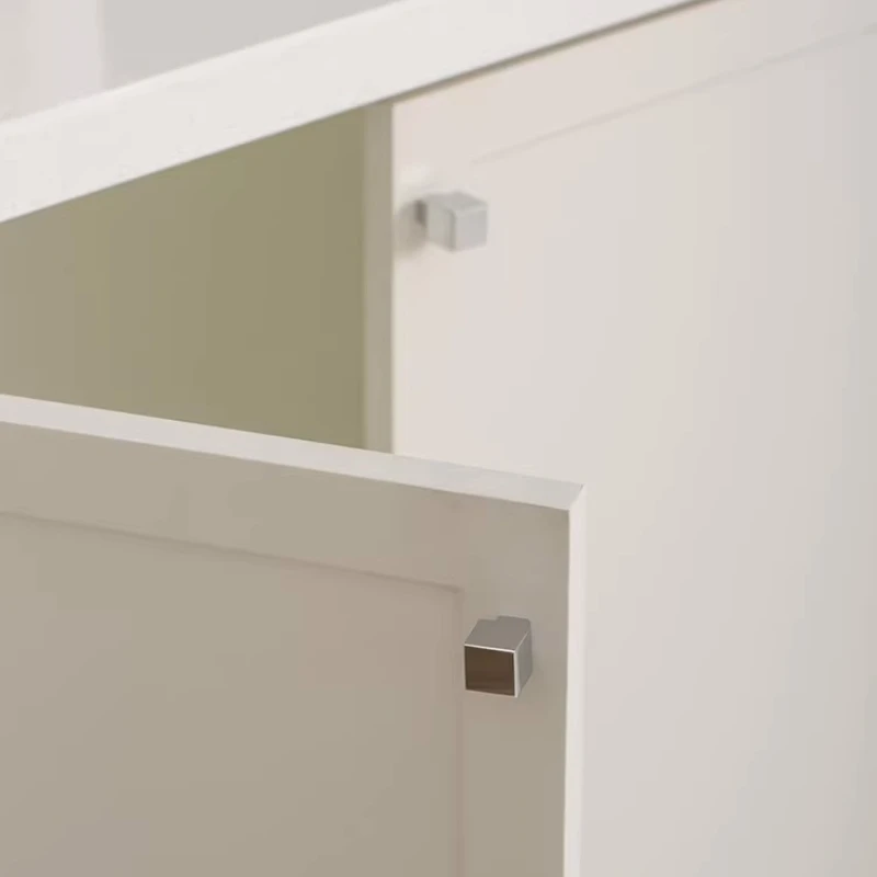 Antike Silberne Kleine Quadratische Griffe aus Messing, Minimalistische Möbelknöpfe für Küche, Kleiderschrank, Tür, Schuhschrank und Schubladen – Detail 12
