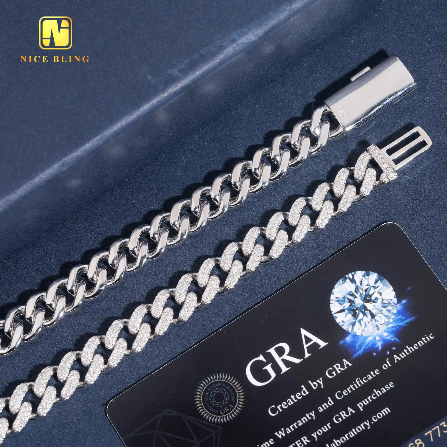 Two Row 10mm VVS Iced Out Moissanite High Quality Hip Hop Jewelry Diamond Custom 925 Silver Cuban Link Chain Bracelet Necklace.