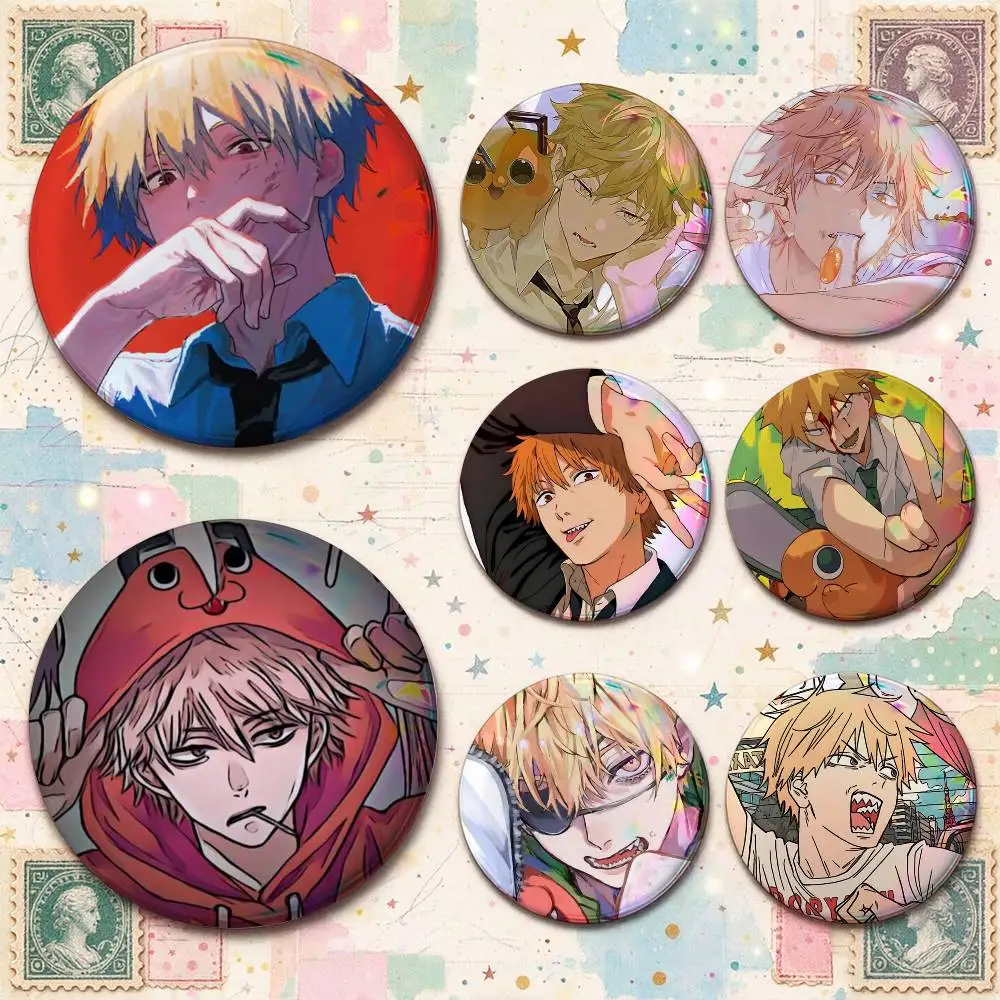 Chainsaw Man Denji 25mm 32mm 44mm 58mm Anime Badges Brooches DIY Pins Decorations Birthday Gifts