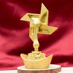 Ingot Sailboat Statue Tabletop Decoration Collections Alloy Windmill Sculpture Feng Shui Figurine for Indoor Farmhouse Mantel