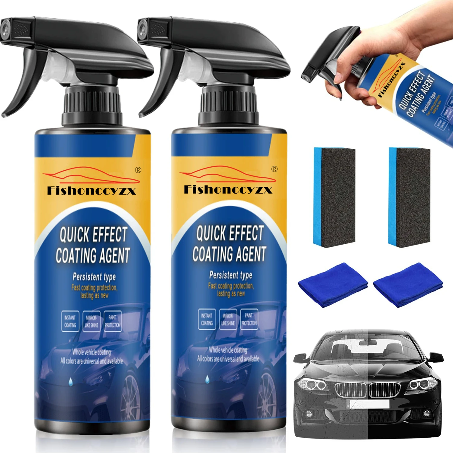 

500ml Car Coating Spray Quick Effect Coating Agent New Quickly Coat Car Wax Car Scratch Wax Polish Spray Waterless Wash