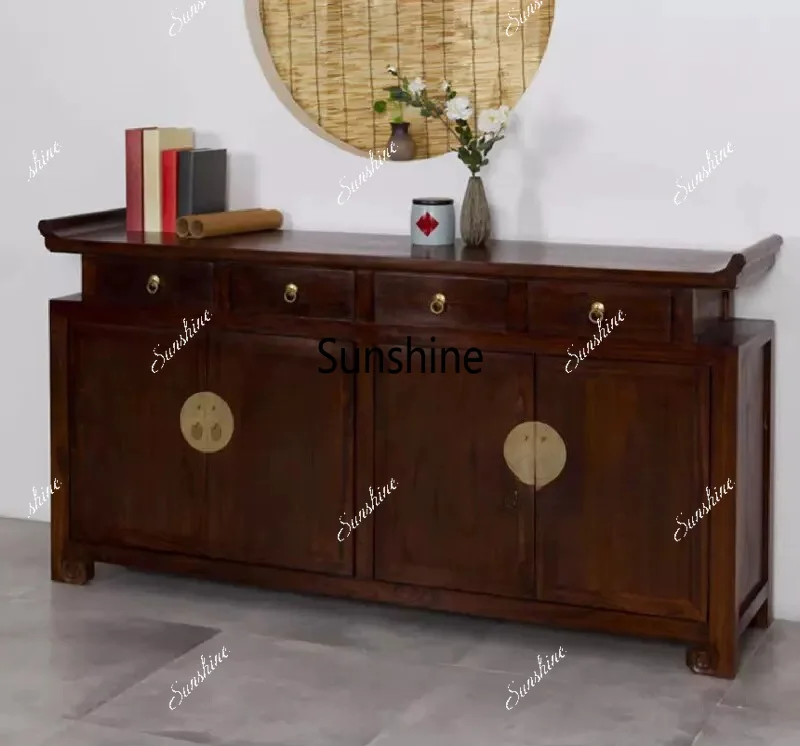 New Chinese-style entrance cabinet Antique warped head cabinet