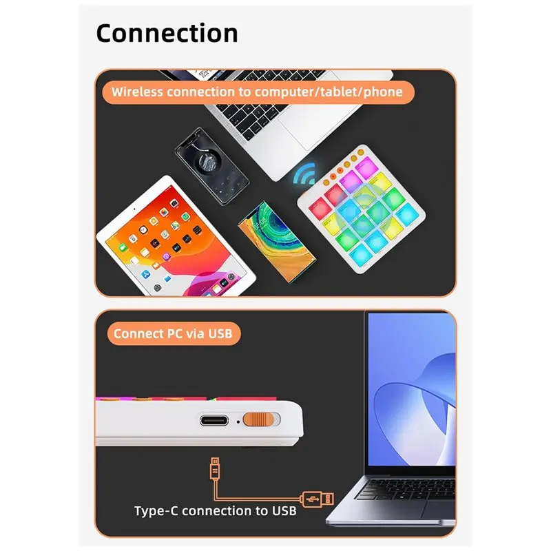 NEWABKG MIDI Pad Controller Beats Wireless MIDI Pad Controller'  Portable Battery-Powered For Music Production